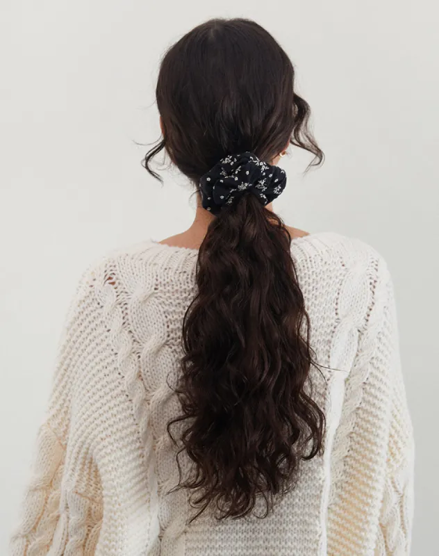 Scrunchie in Floral Land Black sold by Motel Rocks