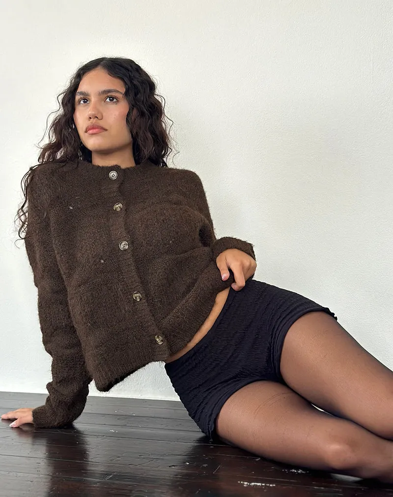 Luciana Textured Knit Cardi in Dark Brown sold by Motel Rocks product image thumbnail 5