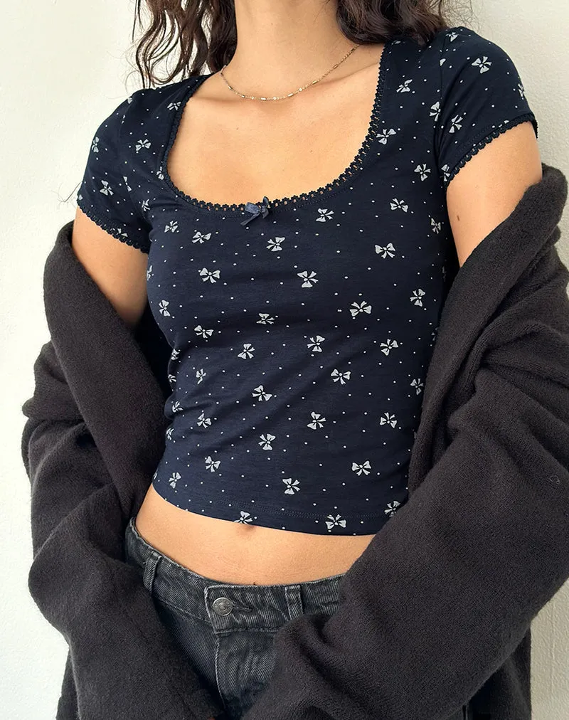 Bovino Top in Mini Bow Navy sold by Motel Rocks product image thumbnail 2