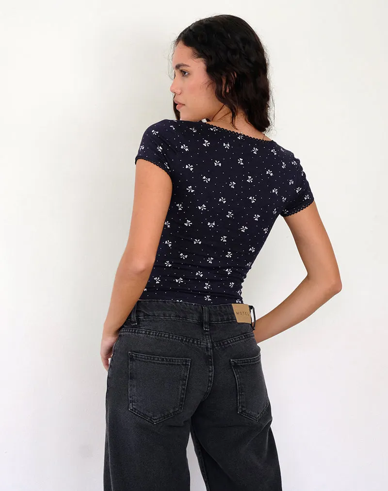 Bovino Top in Mini Bow Navy sold by Motel Rocks product image thumbnail 5