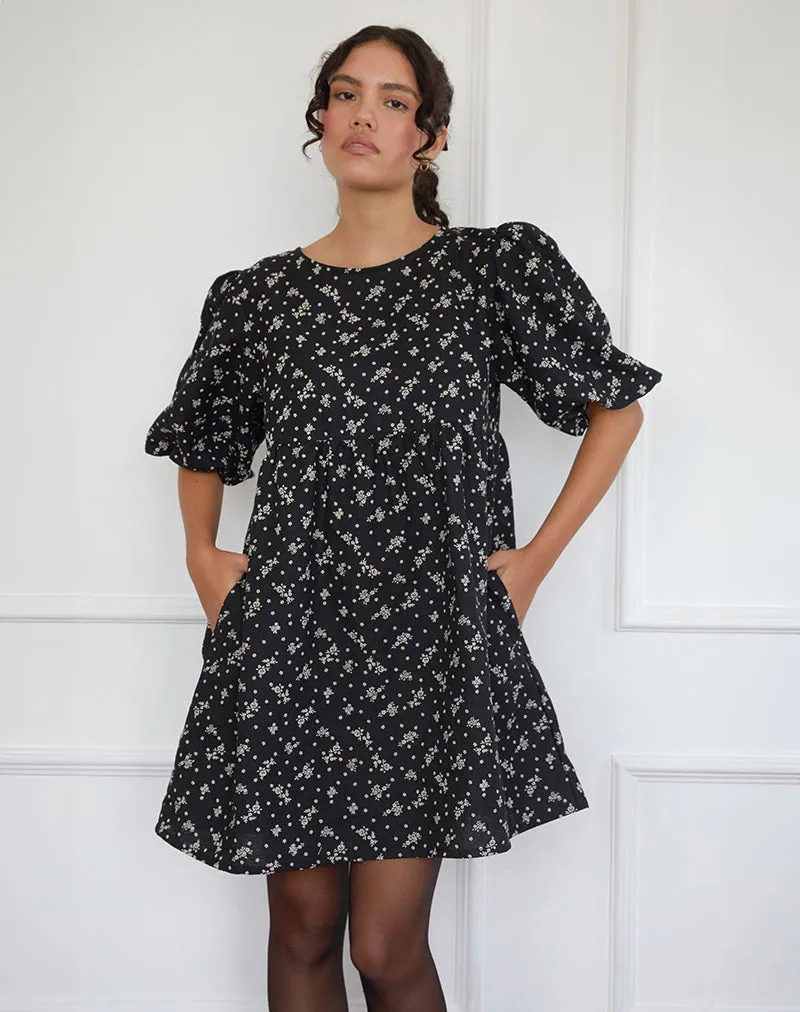 Marate Mini Dress in Floral Land Black sold by Motel Rocks