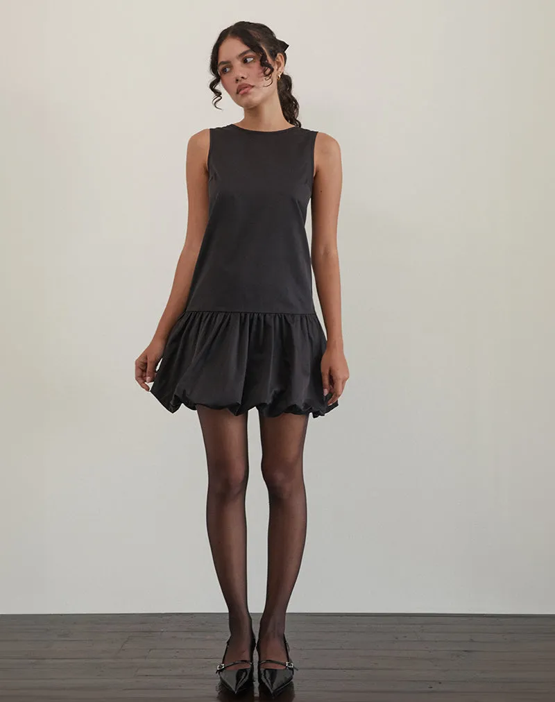 Tamilo Bubble Hem Mini Dress in Black sold by Motel Rocks