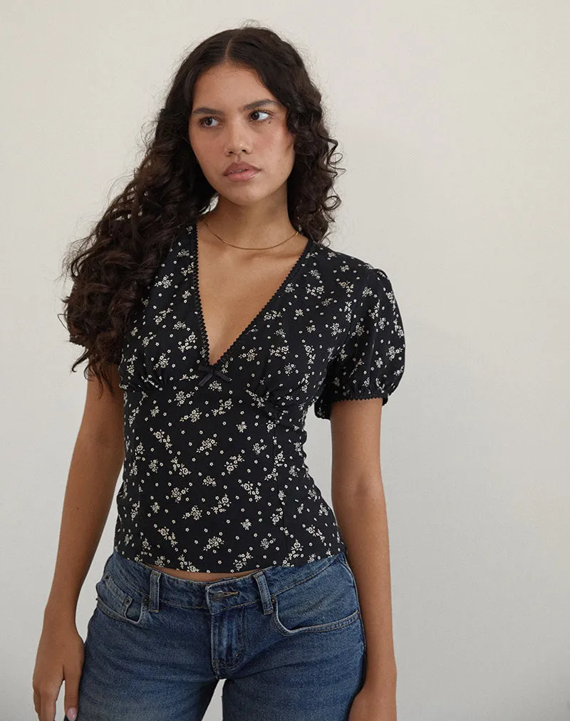 Elvita Top in Floral Land Black sold by Motel Rocks product image thumbnail 4