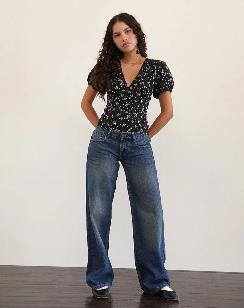 Elvita Top in Floral Land Black sold by Motel Rocks product image thumbnail 2