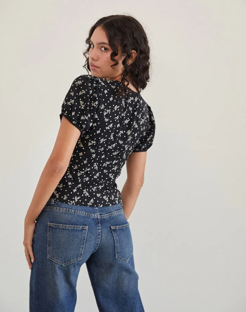 Elvita Top in Floral Land Black sold by Motel Rocks product image thumbnail 3