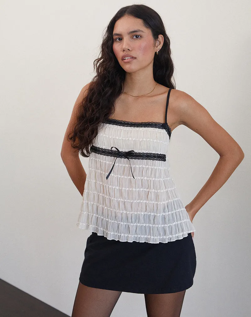 Ancika Cami Top in Textured Chiffon Ivory sold by Motel Rocks product image thumbnail 4