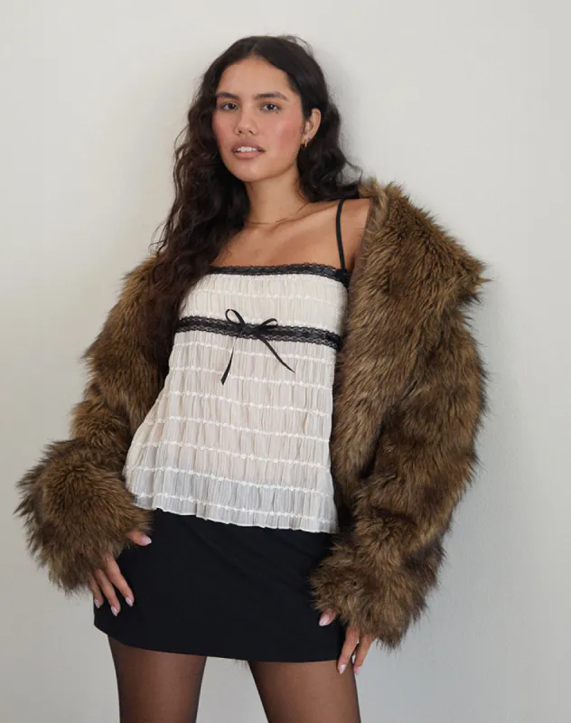 Ancika Cami Top in Textured Chiffon Ivory sold by Motel Rocks