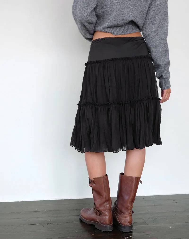 Anahita Tiered Skirt in Chiffon Black sold by Motel Rocks product image thumbnail 5