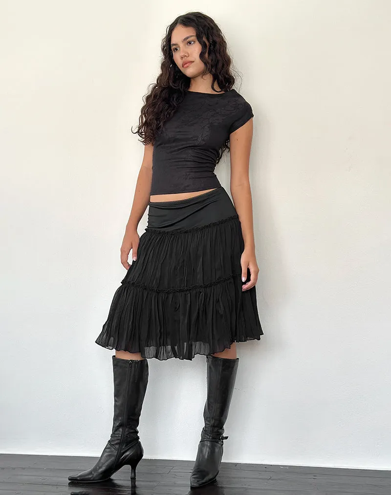Anahita Tiered Skirt in Chiffon Black sold by Motel Rocks product image thumbnail 2