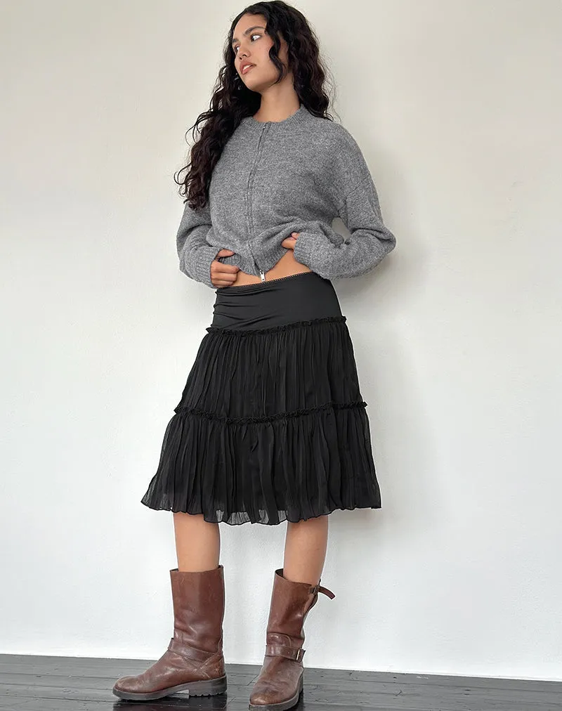 Anahita Tiered Skirt in Chiffon Black sold by Motel Rocks product image thumbnail 4