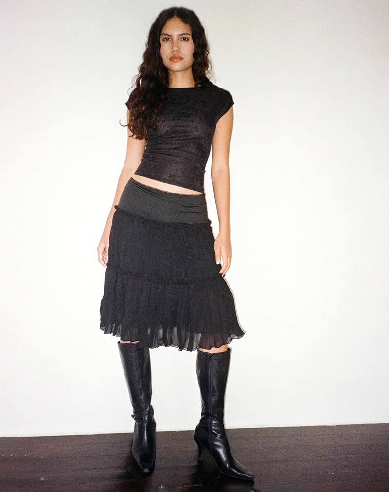 Anahita Tiered Skirt in Chiffon Black sold by Motel Rocks product image thumbnail 3