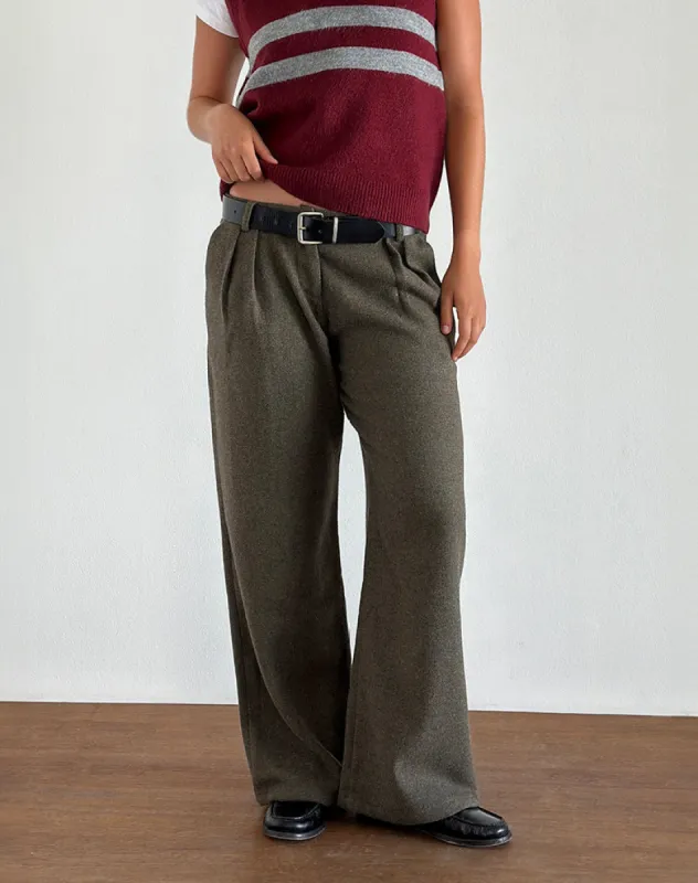 Nailaka Tailored Trouser in Dark Taupe sold by Motel Rocks