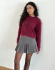 Cida Pleated Mini Skirt in Dark Charcoal sold by Motel Rocks
