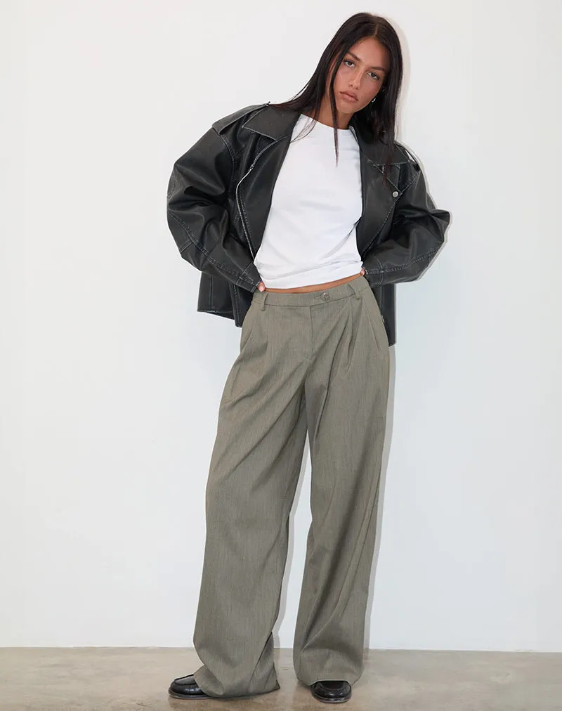 Sakira Tailored Trouser in Khaki Grey sold by Motel Rocks