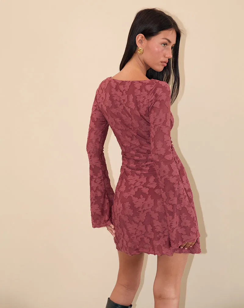 Sevila Dress in Maroon Burnout Mesh sold by Motel Rocks product image thumbnail 5