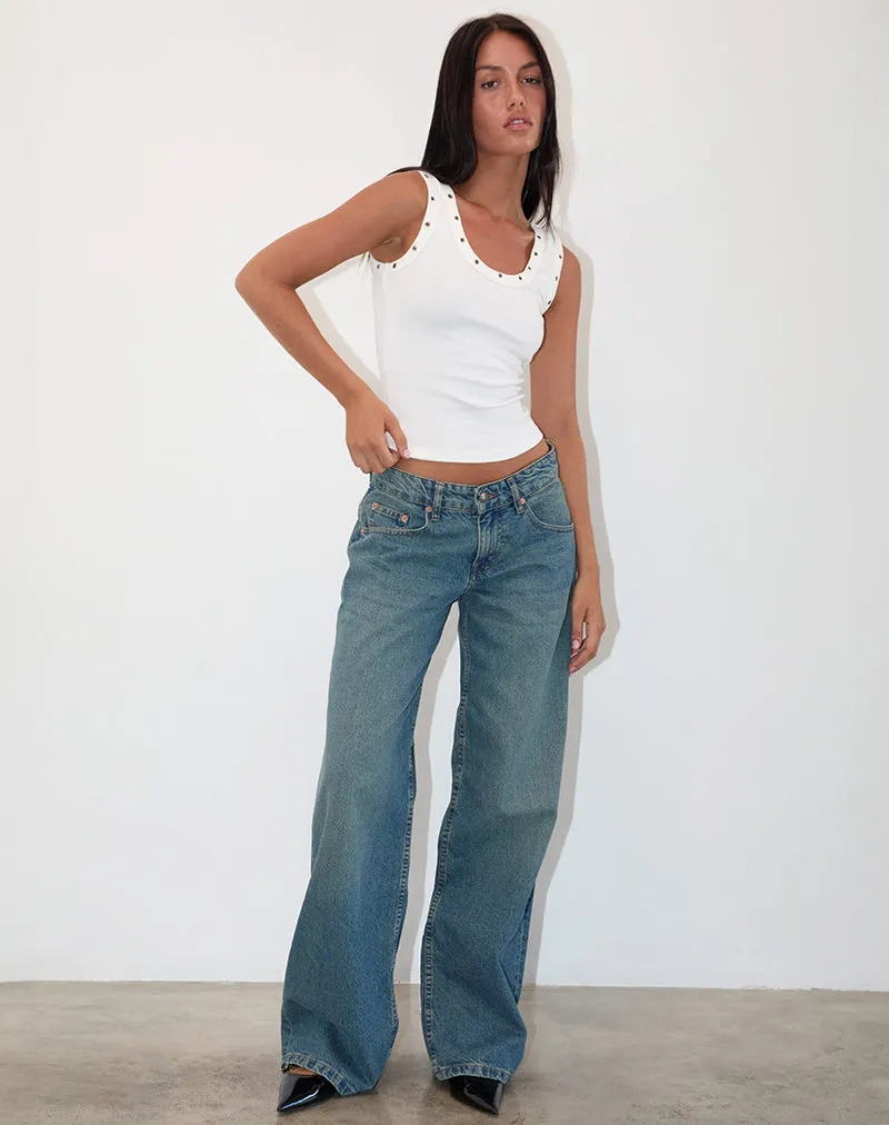 Dax Eyelet Ribbed Vest Top in White sold by Motel Rocks product image thumbnail 4