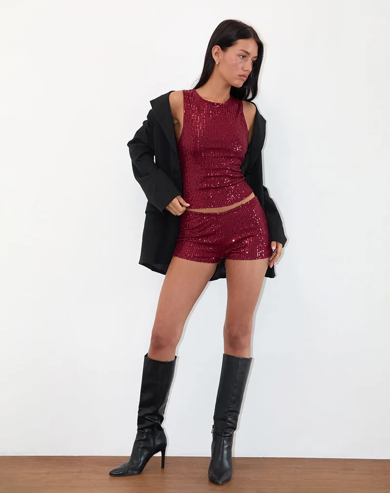 Hala Top in Drape Mini Sequin Maroon sold by Motel Rocks product image thumbnail 5