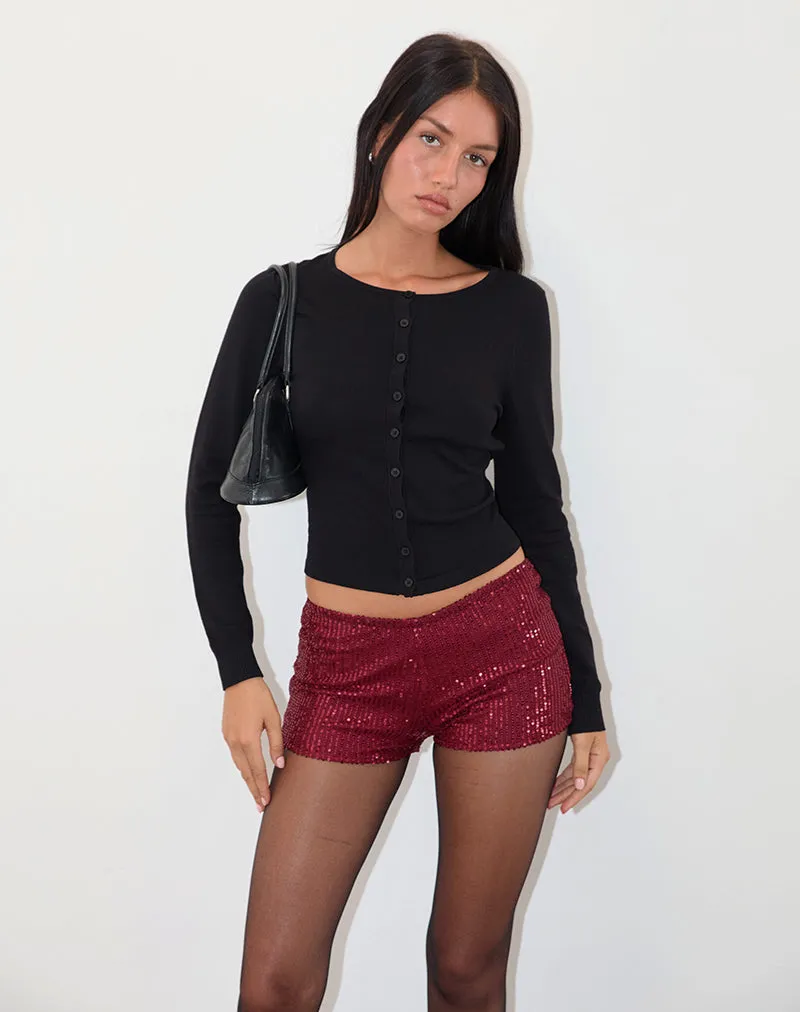 Erna Micro Shorts in Drape Mini Sequin Maroon sold by Motel Rocks product image thumbnail 5