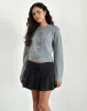 Calina Pleated Mini Skirt in Black Pinstripe sold by Motel Rocks