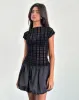 Nova Top in Tonal Check Flock Black sold by Motel Rocks
