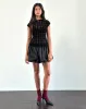 Nova Top in Tonal Check Flock Black sold by Motel Rocks