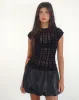 Nova Top in Tonal Check Flock Black sold by Motel Rocks