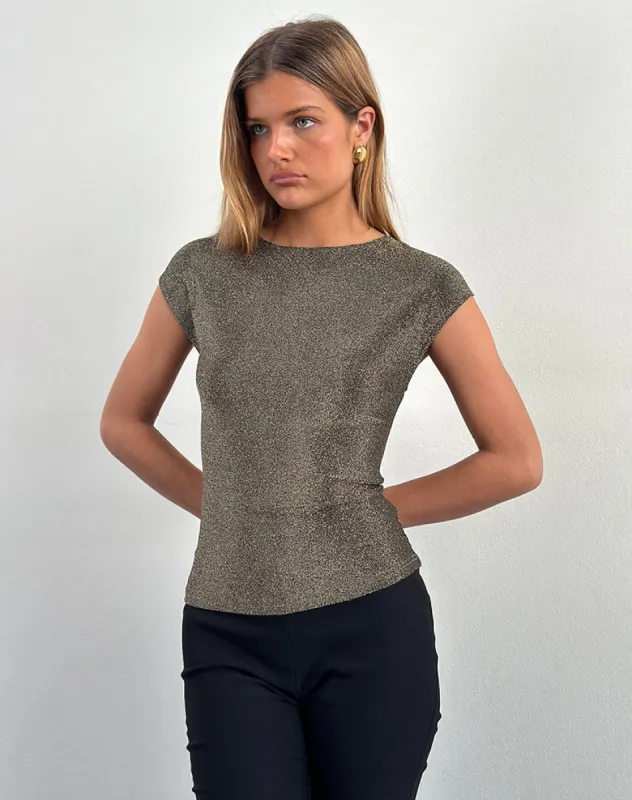 Nova Top in Lurex Gold sold by Motel Rocks