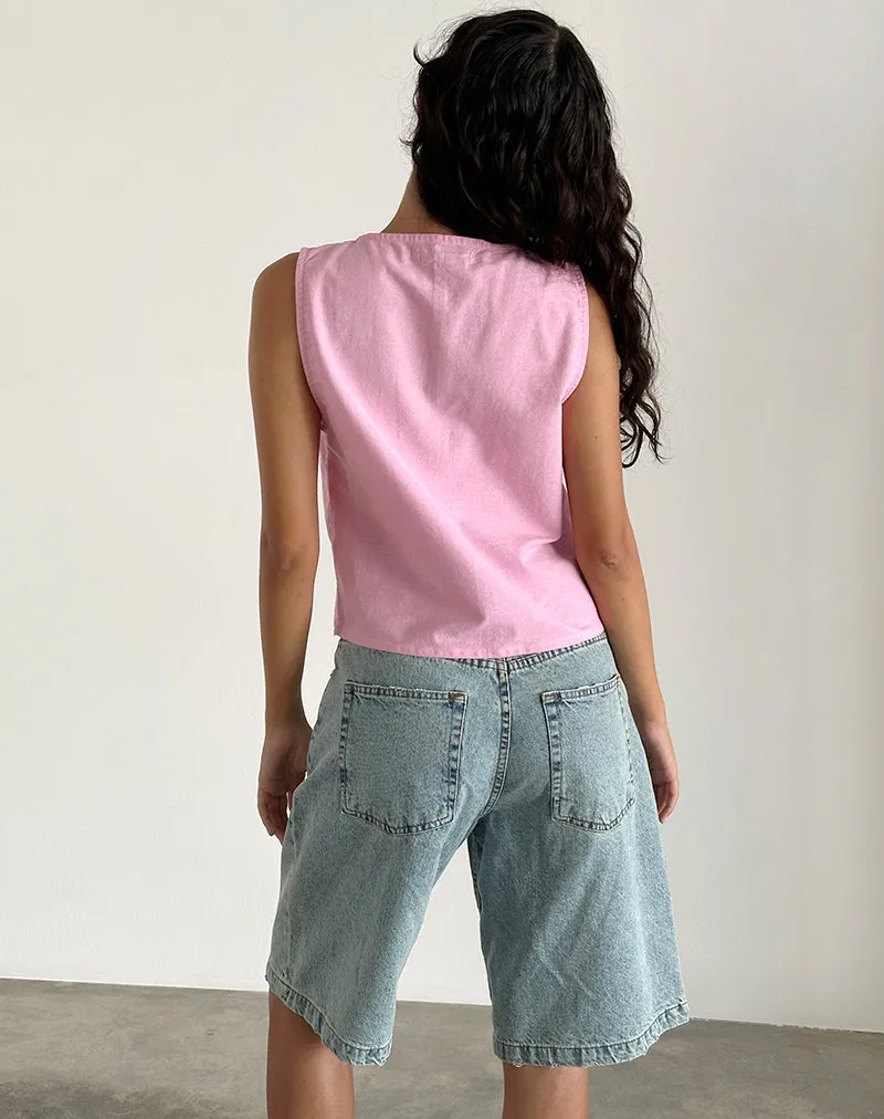 Kayve Tie Front Top in Flamingo Pink sold by Motel Rocks product image thumbnail 4