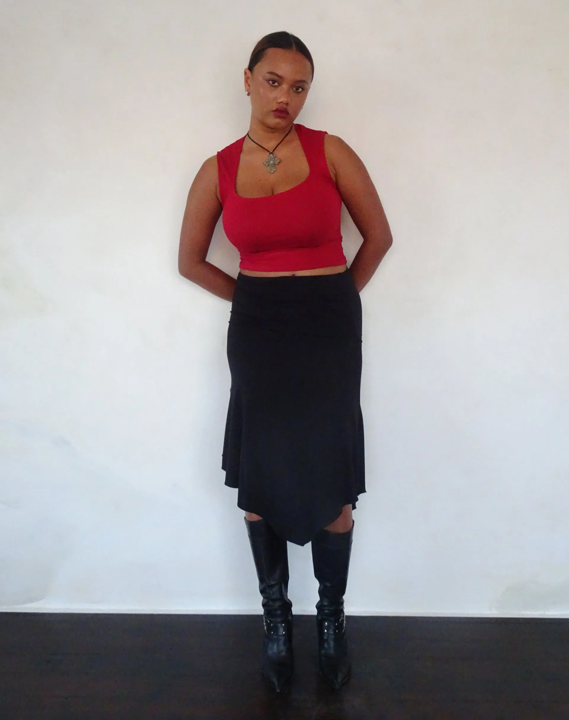 Jinsu Crop Top in Adrenaline Red sold by Motel Rocks product image thumbnail 2