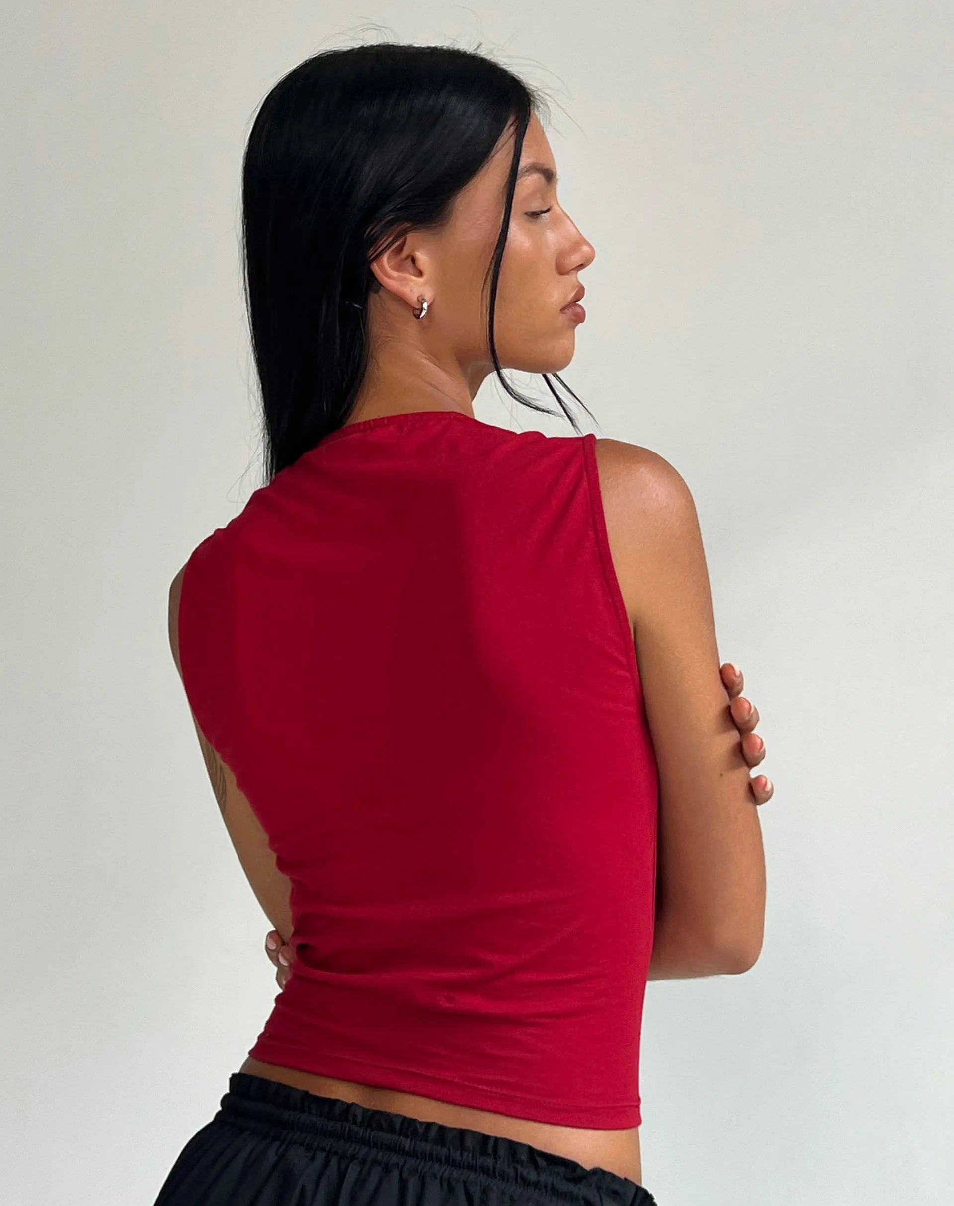 Jinsu Crop Top in Adrenaline Red sold by Motel Rocks product image thumbnail 4