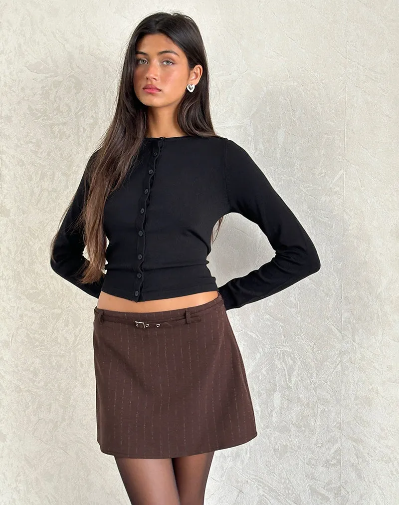 Kaimar Mini Skirt in Pinstripe Brown Tailoring sold by Motel Rocks product image thumbnail 2