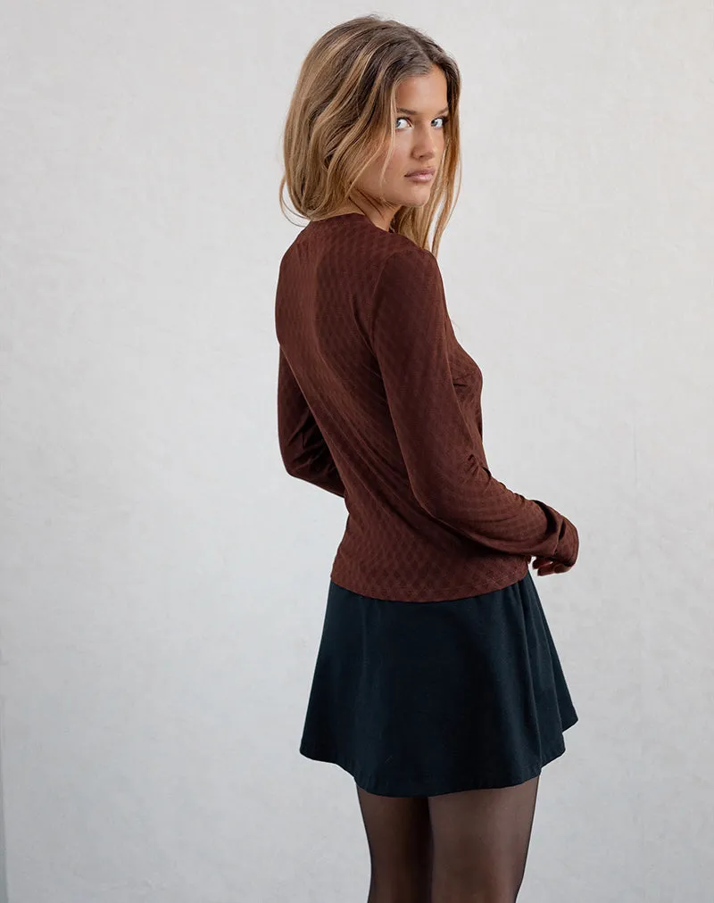 Kahula Shirt in Argyle Mesh Brown sold by Motel Rocks product image thumbnail 3