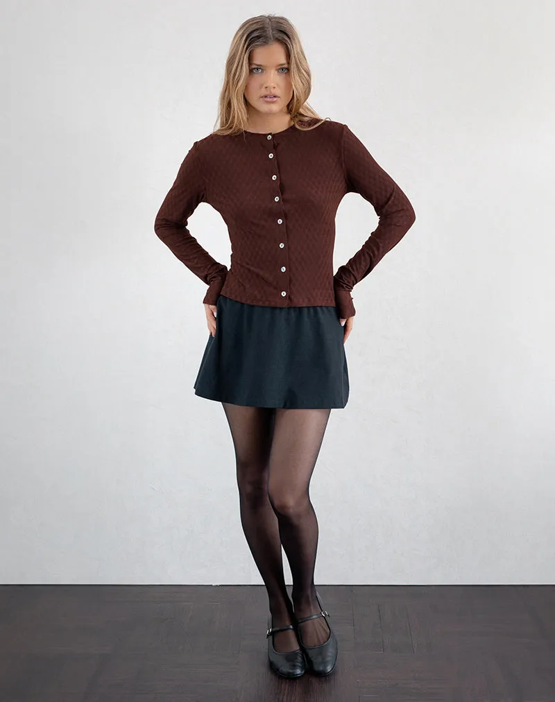 Kahula Shirt in Argyle Mesh Brown sold by Motel Rocks product image thumbnail 2