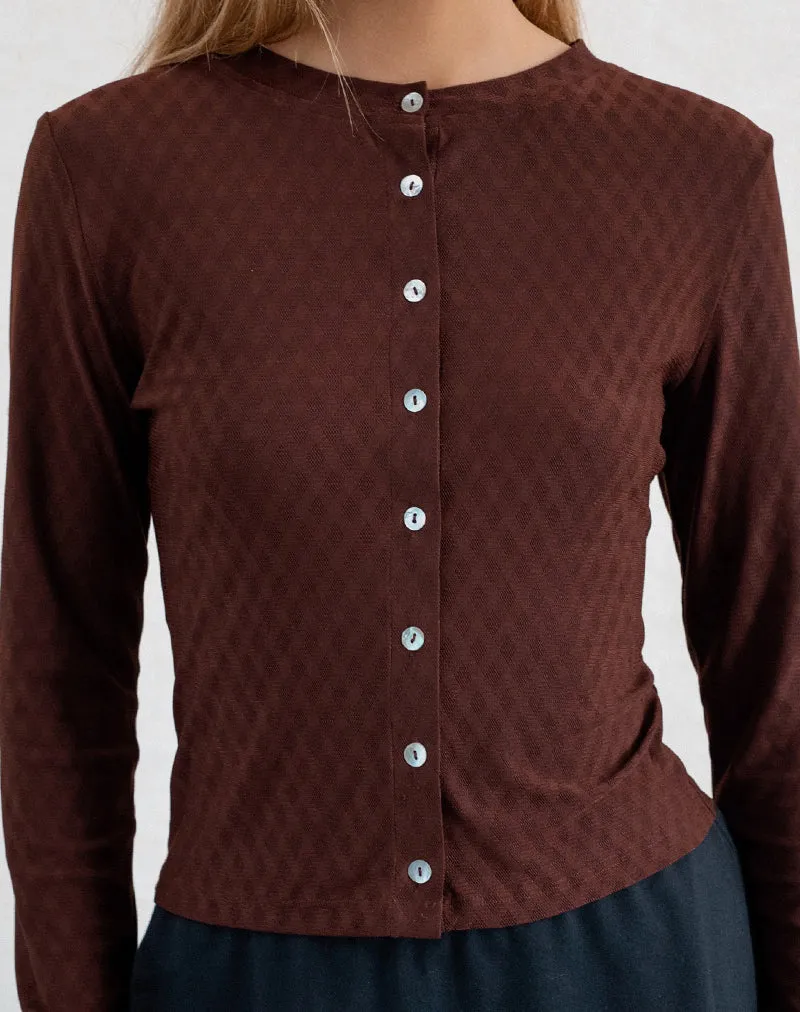 Kahula Shirt in Argyle Mesh Brown sold by Motel Rocks product image thumbnail 5