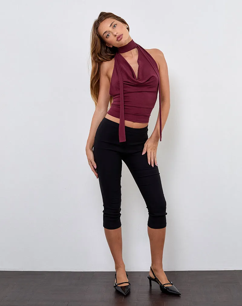 Menora Cowl Neck Top in Burgundy Curpo sold by Motel Rocks product image thumbnail 3