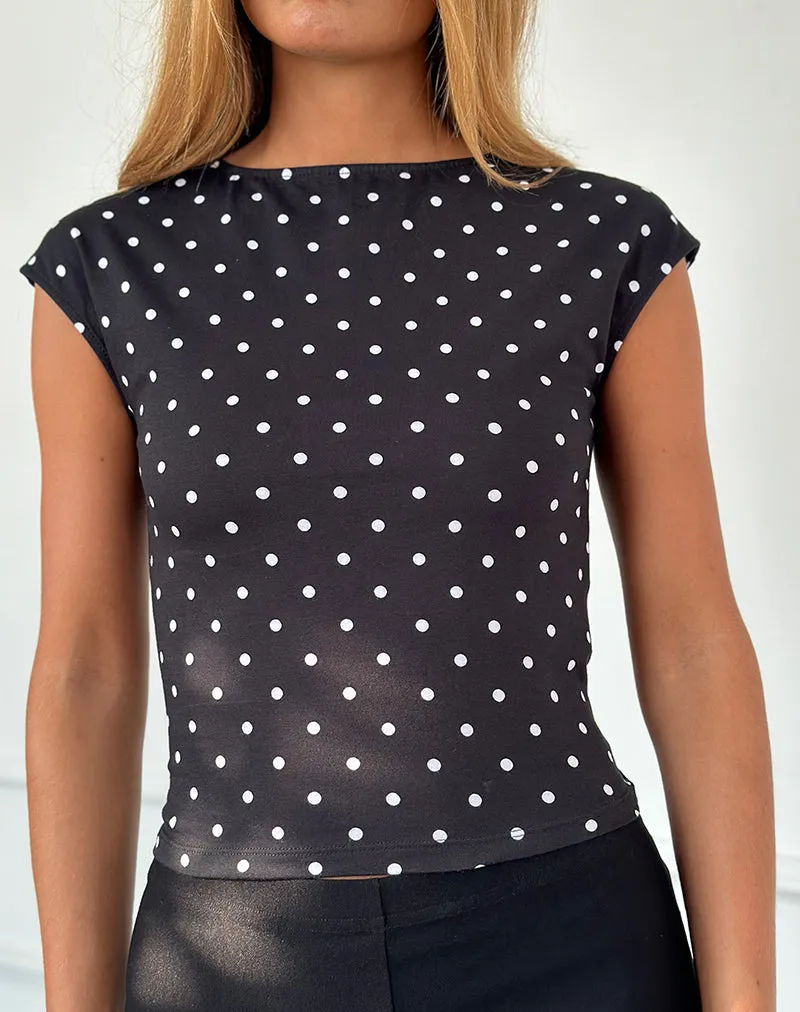 Nova Top in Black Polka Jersey sold by Motel Rocks product image thumbnail 5