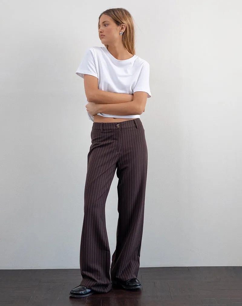 Tatina Smart Trouser in Brown Pinstripe Tailoring sold by Motel Rocks product image thumbnail 3