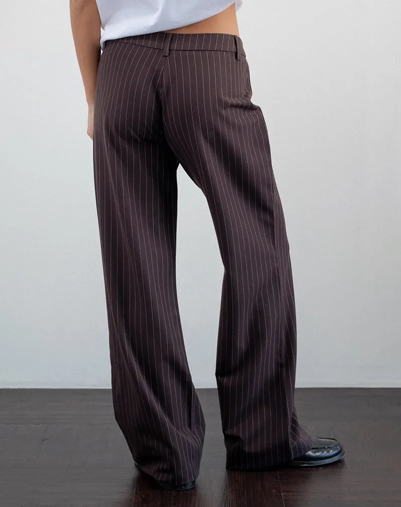 Tatina Smart Trouser in Brown Pinstripe Tailoring sold by Motel Rocks product image thumbnail 4