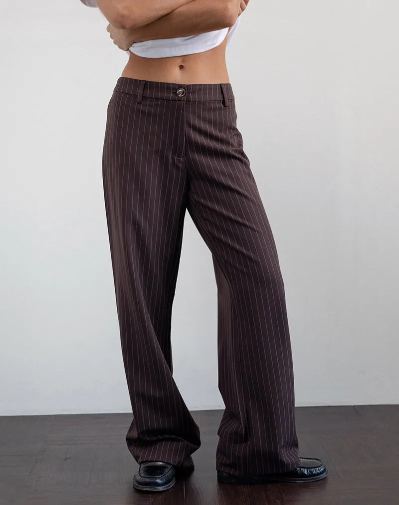 Tatina Smart Trouser in Brown Pinstripe Tailoring sold by Motel Rocks product image thumbnail 2