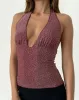 Cosimo Halter Top in Dotty Lurex Pink sold by Motel Rocks