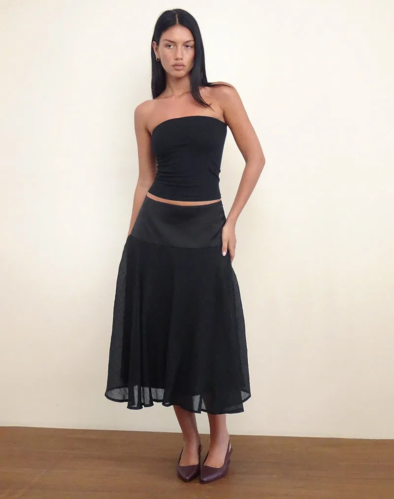 Diera Satin Chiffon Midi Skirt in Black sold by Motel Rocks product image thumbnail 5