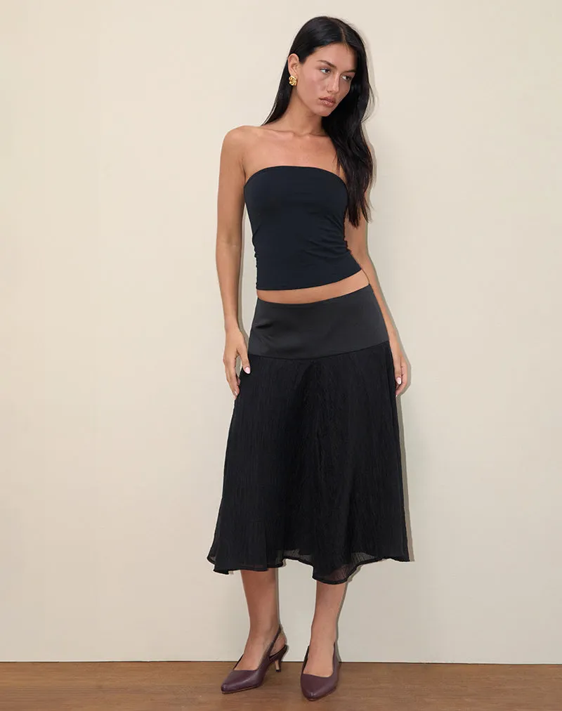 Diera Satin Chiffon Midi Skirt in Black sold by Motel Rocks product image thumbnail 2
