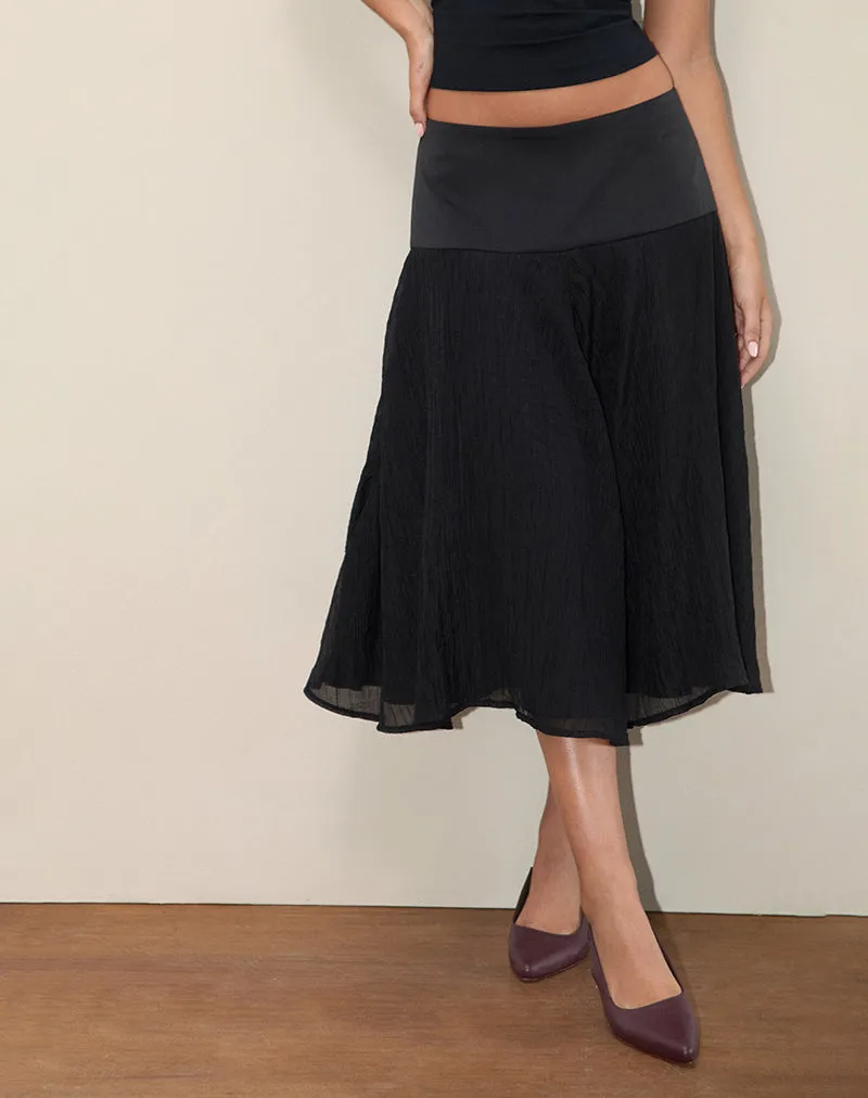 Diera Satin Chiffon Midi Skirt in Black sold by Motel Rocks product image thumbnail 3