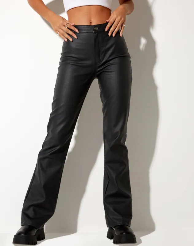 Zoven Trouser in PU Matte Black sold by Motel Rocks