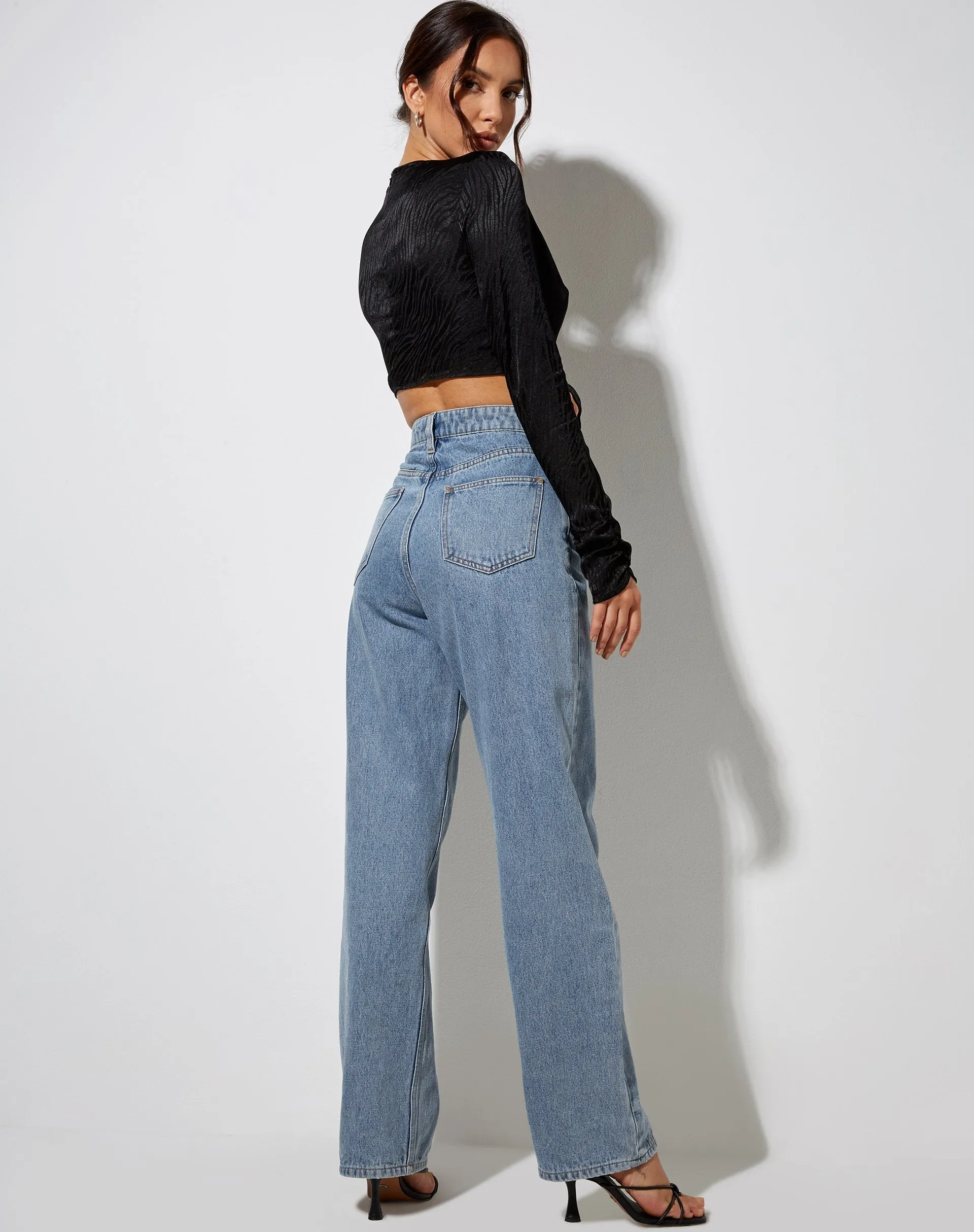 Rean Crop Top in Satin Zebra Black sold by Motel Rocks product image thumbnail 4