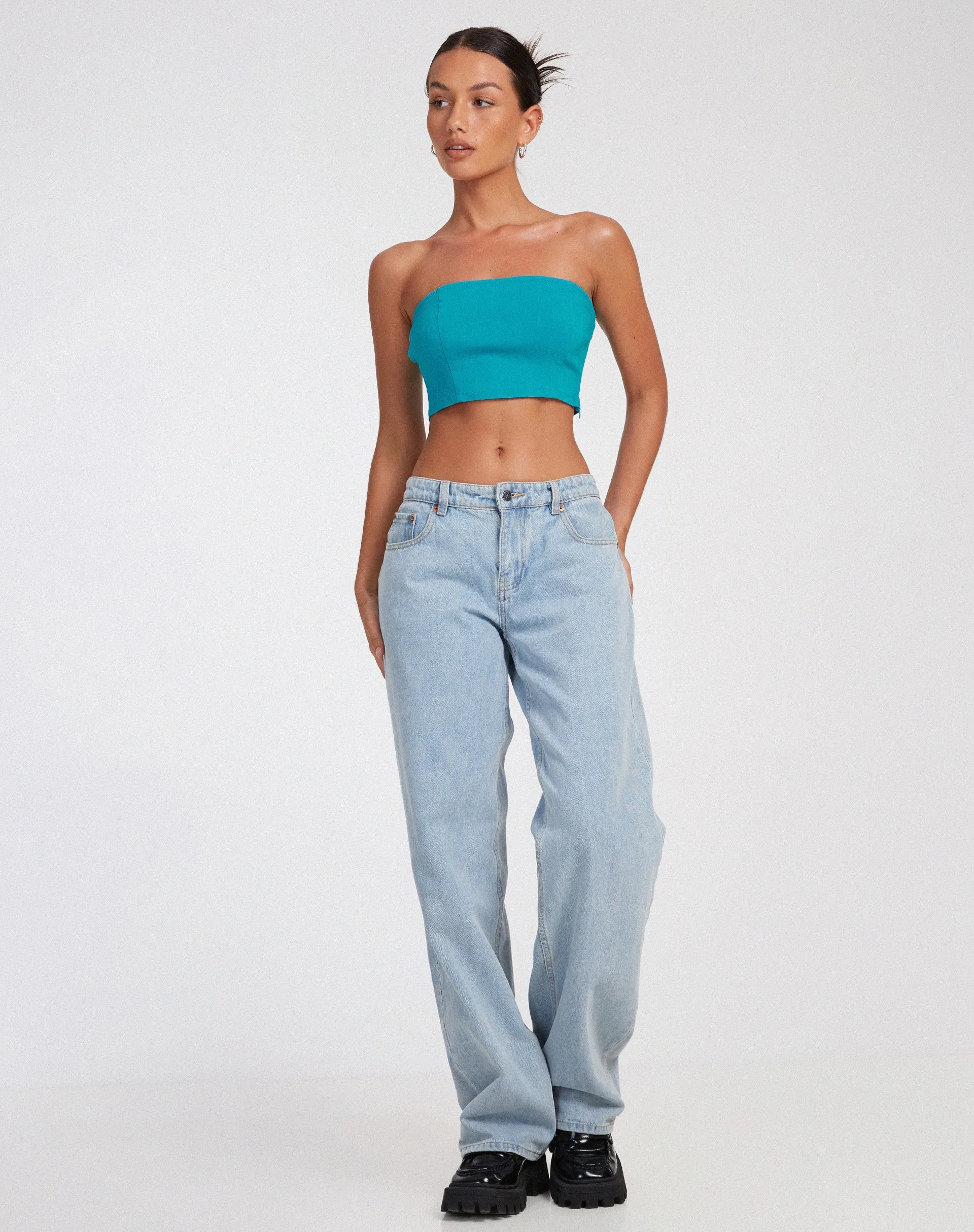 Danela Bandeau Top in Tailoring Azure Blue sold by Motel Rocks product image thumbnail 3