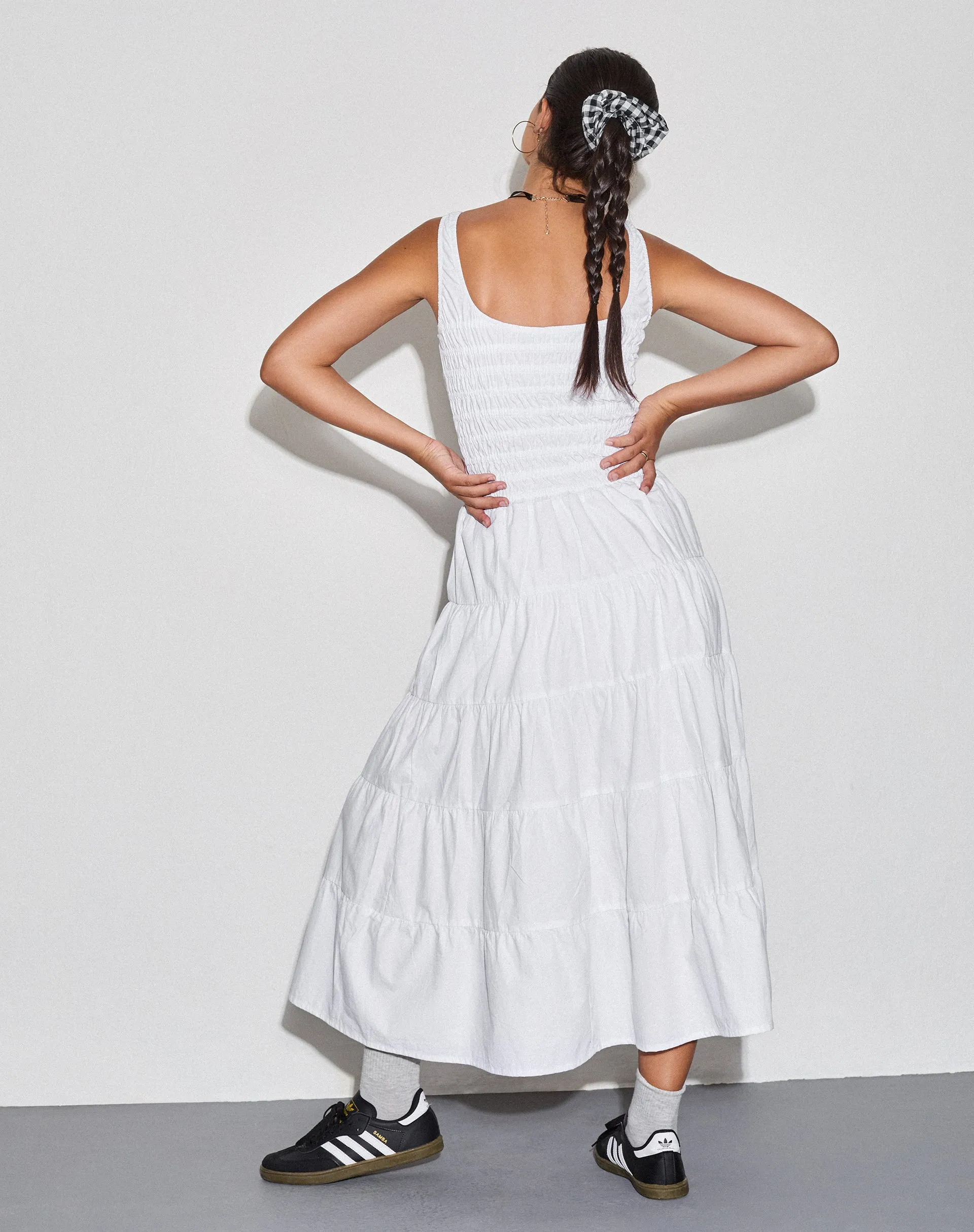 Koizumi Tiered Maxi Dress in Poplin White sold by Motel Rocks product image thumbnail 5