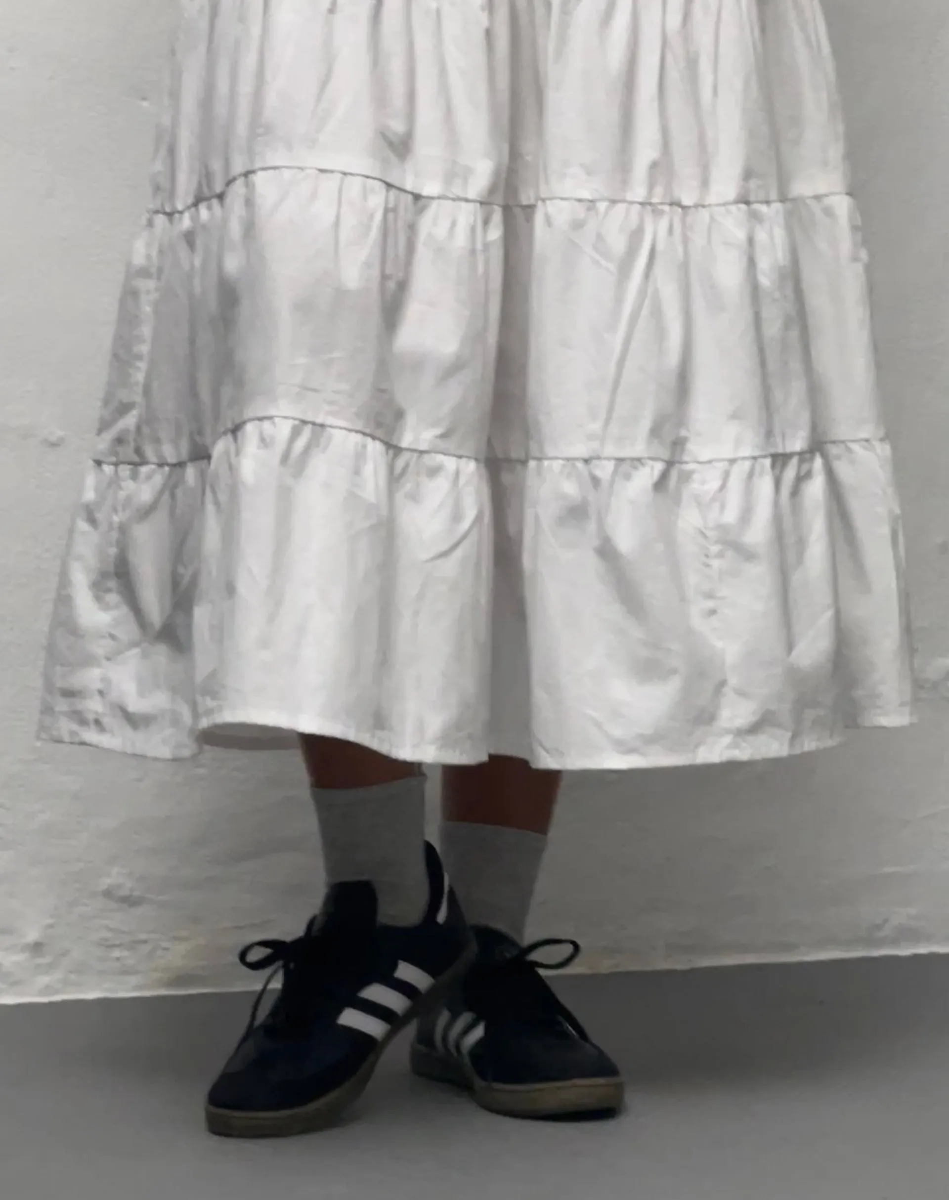 Koizumi Tiered Maxi Dress in Poplin White sold by Motel Rocks product image thumbnail 3