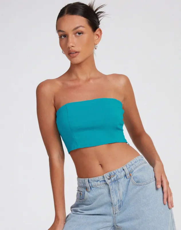 Danela Bandeau Top in Tailoring Azure Blue sold by Motel Rocks