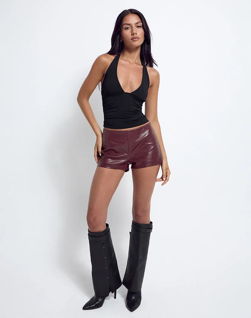 Sanne Hot Pants in PU Burgundy sold by Motel Rocks product image thumbnail 2